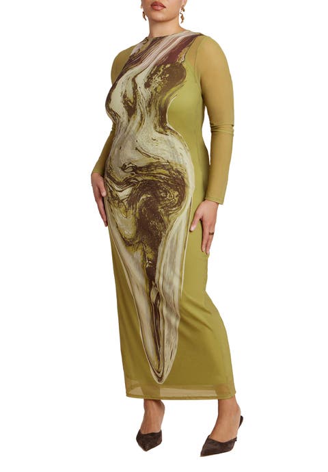 Printed Mesh Dress (Plus)