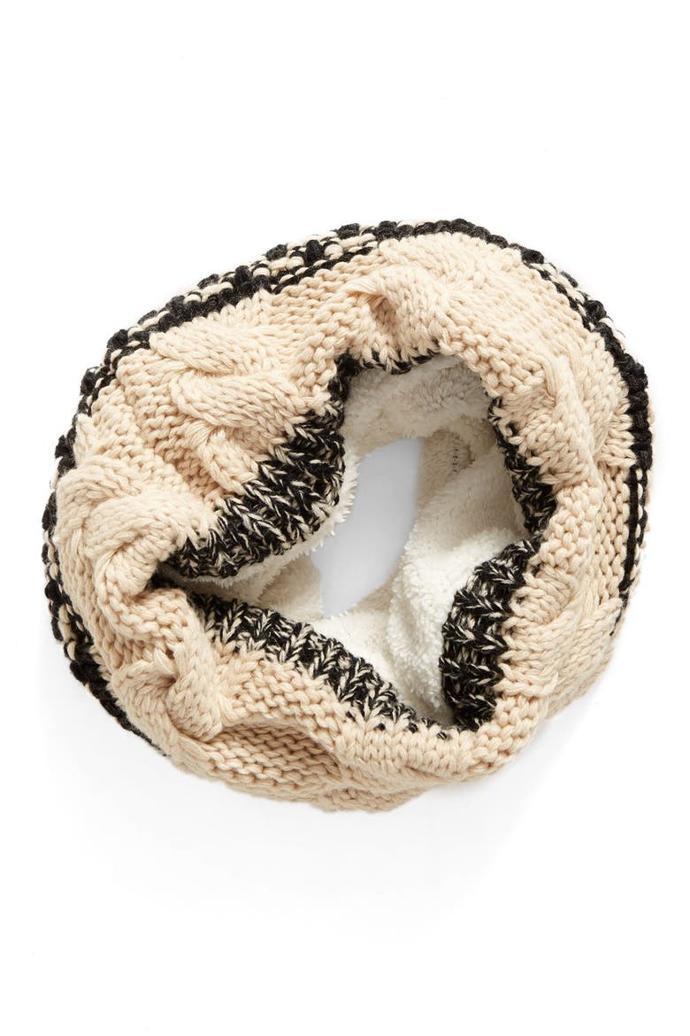 Faux Fur Infinity Scarf, Main, color, BLACK/ IVORY