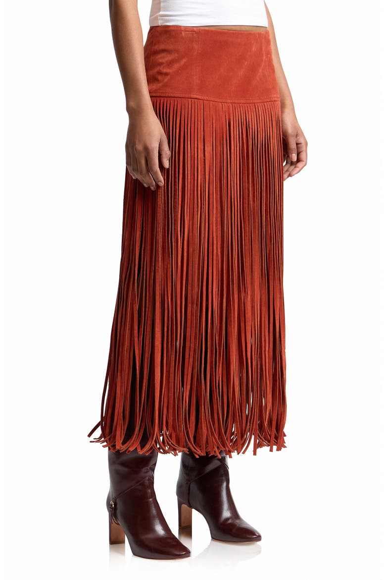 Fringe Maxi Skirt, Alternate, color, RED