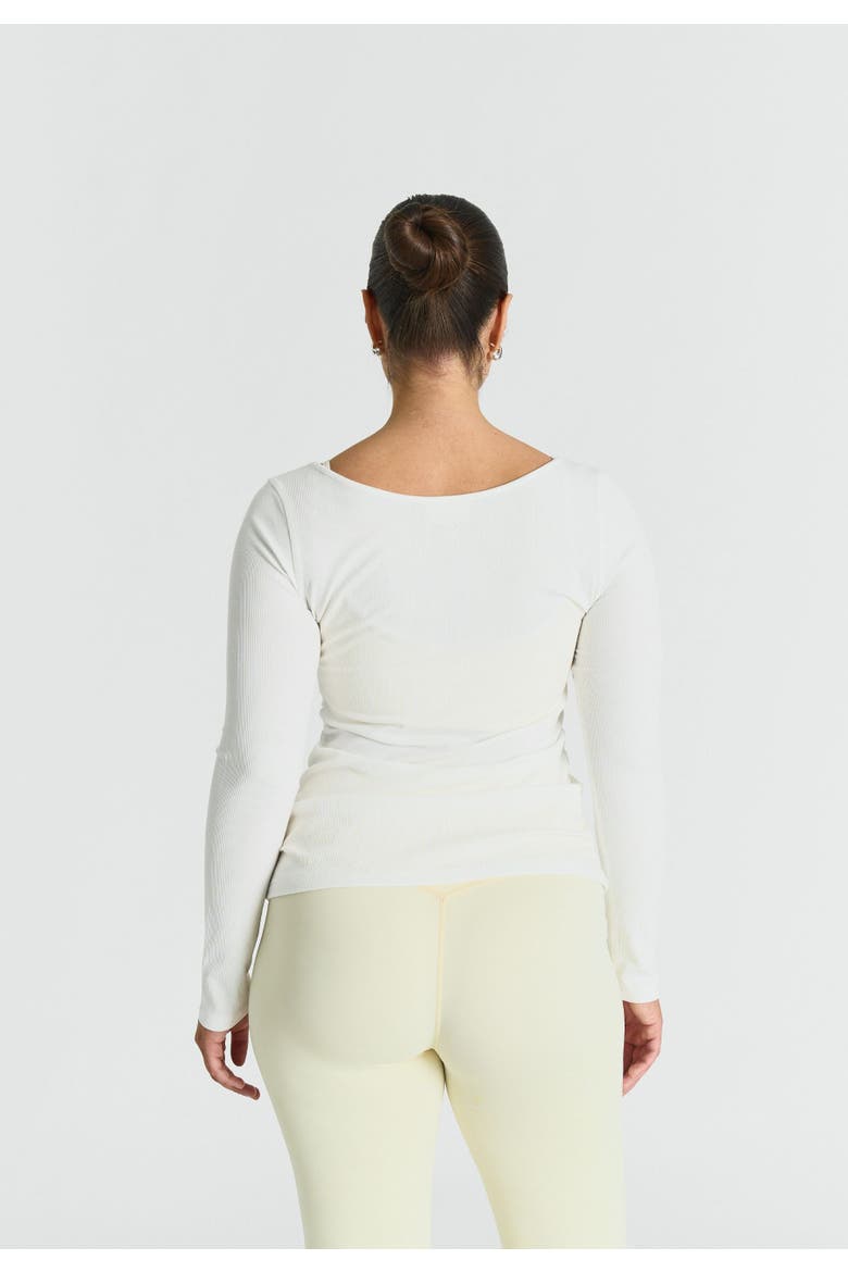 Ribbed Long Sleeve Top, Alternate, color, Off White