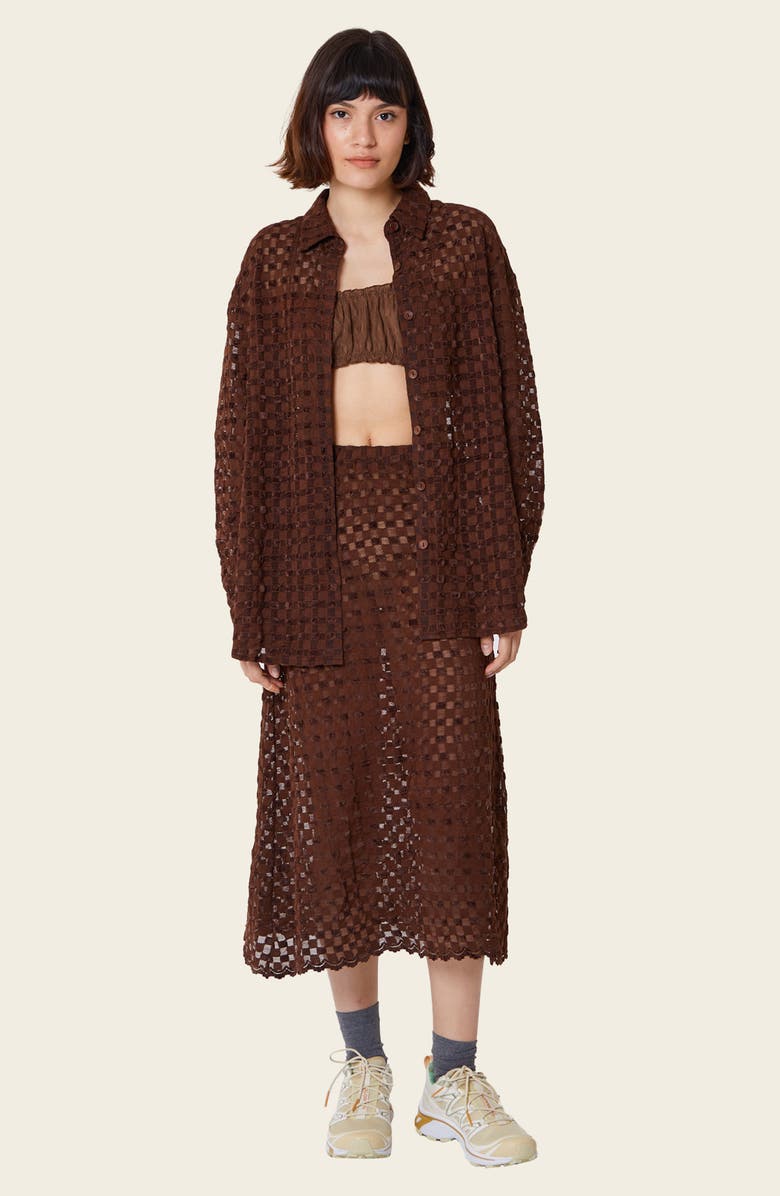 Find Me Now Harmony Check Stretch Mesh Button-Up Shirt, Alternate, color, 