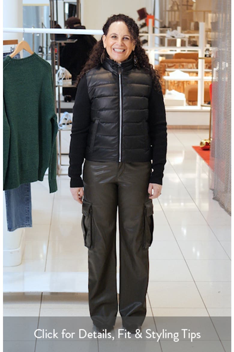 Leelo Leather & Wool Blend Hybrid Down Bomber Jacket video