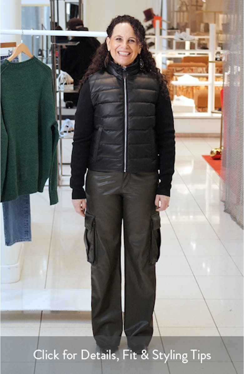 Leelo Leather & Wool Blend Hybrid Down Bomber Jacket, sales video thumbnail