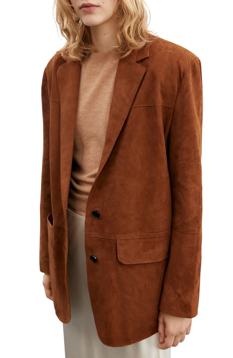 MANGO Oversize Suede Blazer, Main, color,