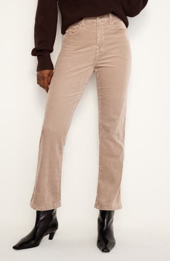 Good American Good Curve High Waist Straight Leg Corduroy Pants In Flax001