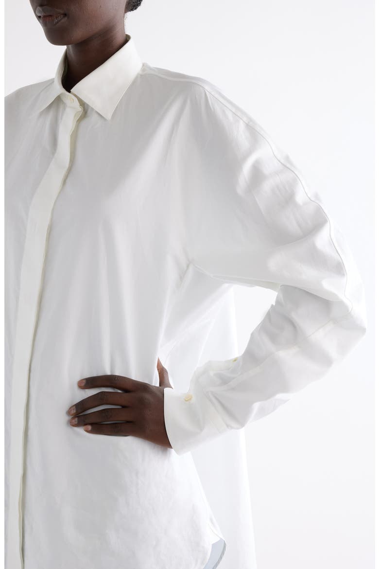 Cocoon Cotton Poplin Button-Up Shirt, Alternate, color, WHITE