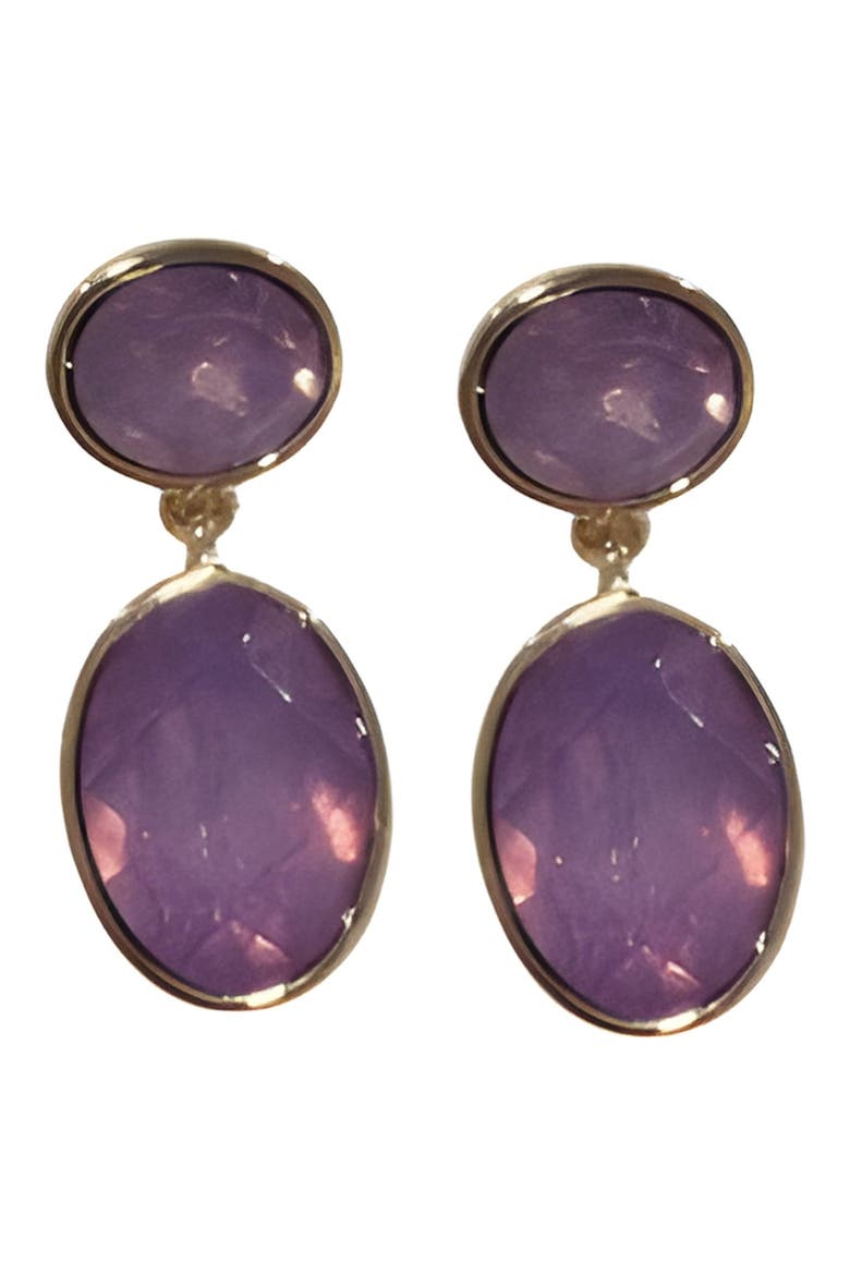 Crystal Double Drop Earrings, Main, color, LAVENDER
