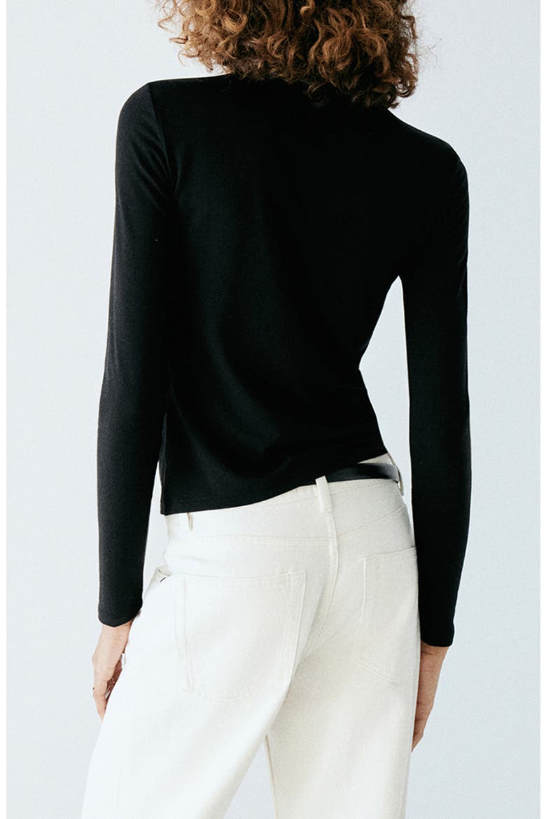 Boat Neck Fitted T-Shirt, Alternate, color, BLACK