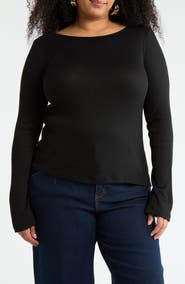 Renee C Long Sleeve Ribbed Top