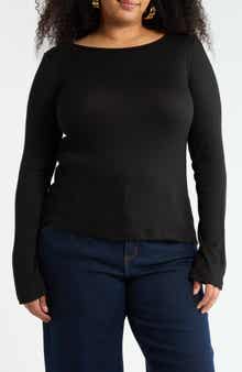 Renee C Long Sleeve Ribbed Top