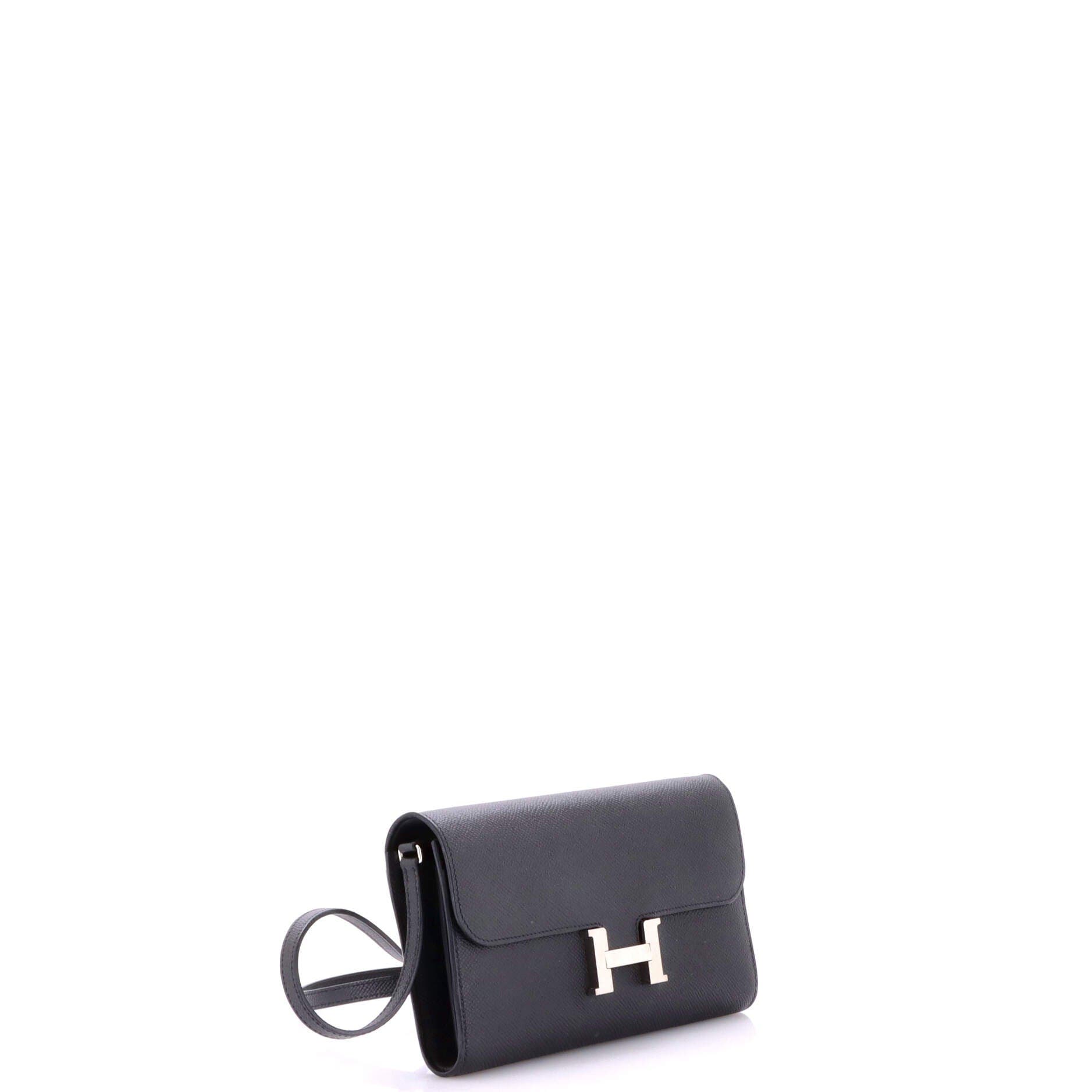 Pre-Owned Hermes Constance To Go Wallet Epsom, Alternate, color, Noir