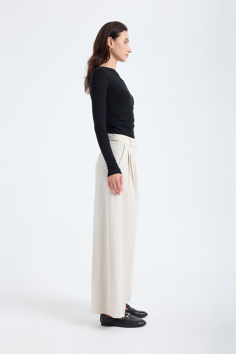 Liora Double Pleated Palazzo Trousers, Alternate, color, Stone
