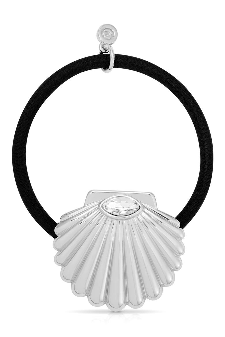 Scallop Shell Ponytail Holder, Alternate, color, SILVER