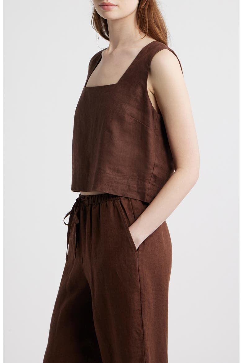 Akira Square Neck Linen Top, Alternate, color, ESPRESSO