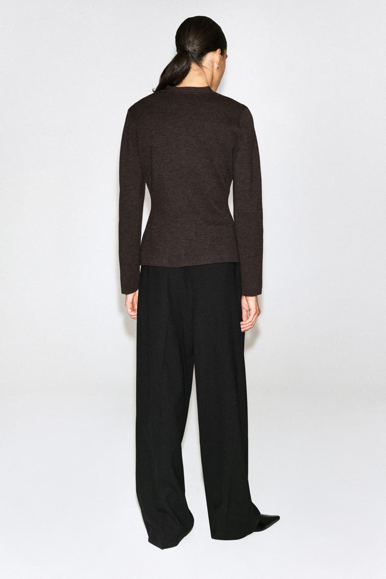 Merino Wool-Blend Cardigan, Alternate, color, BROWN MÉLANGE