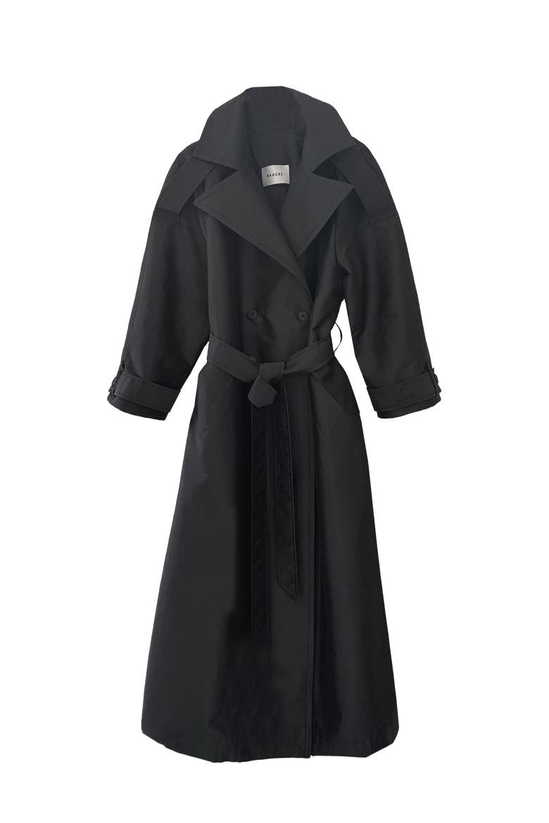 Delia Long Oversized Trench, Main, color, Black