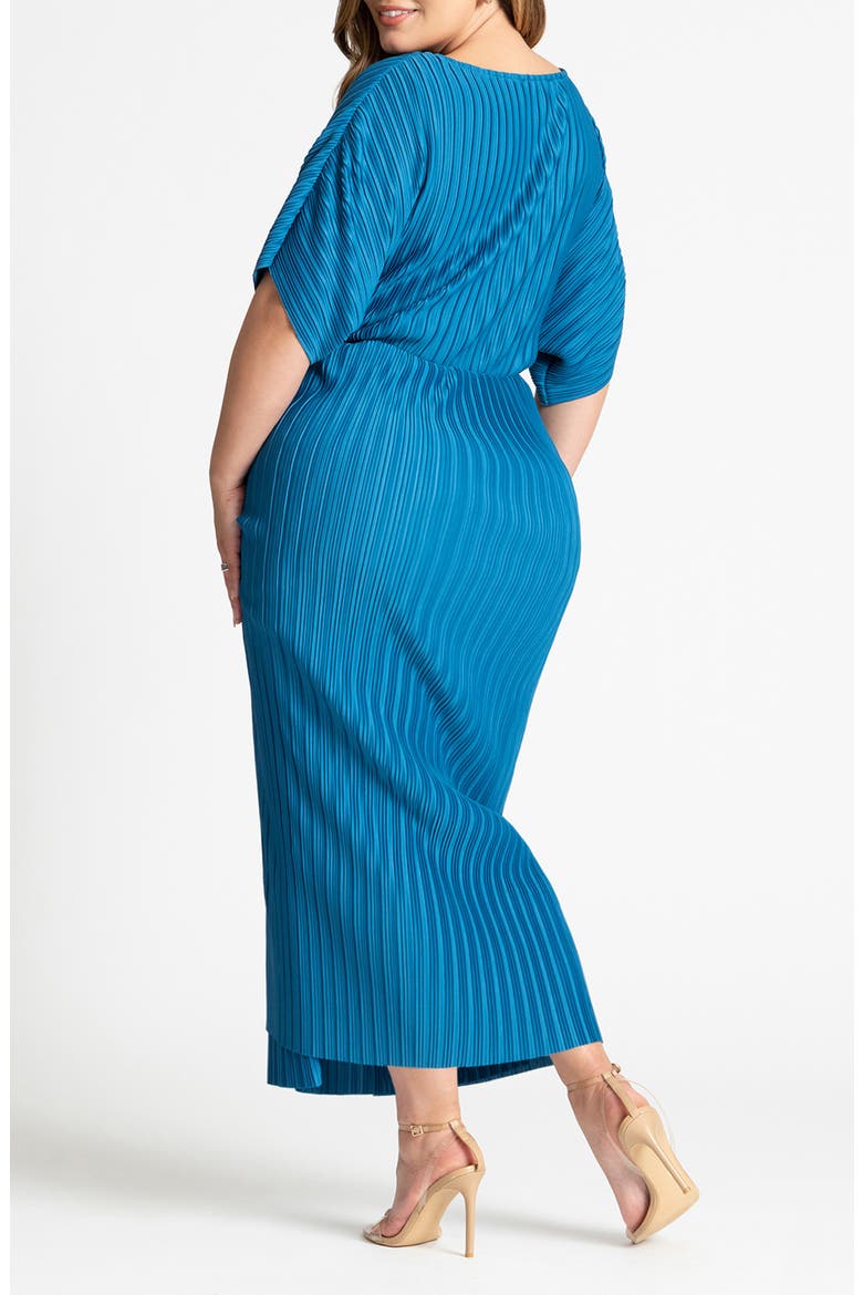 Draped Plisse Dress, Alternate, color, DARK BLUE JAY