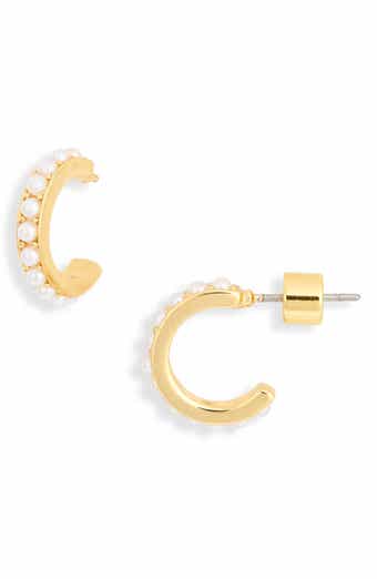 Breeze Faux Pearl Hoop Earrings
