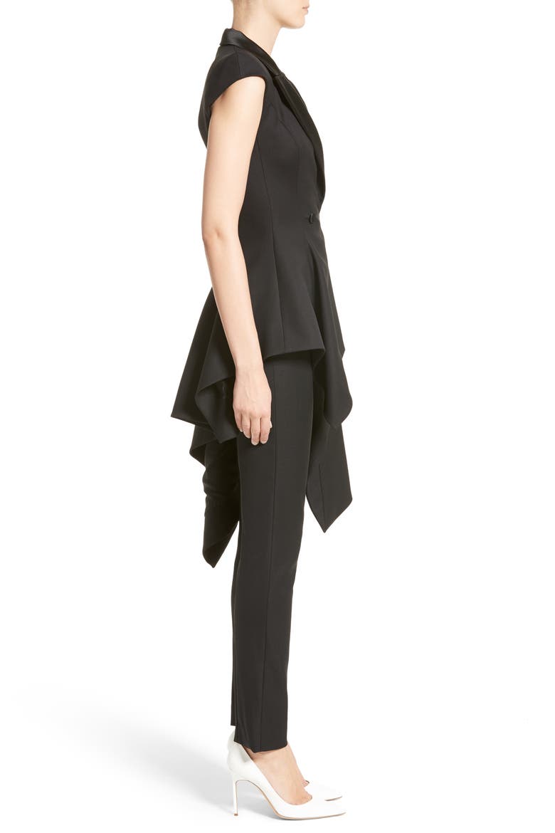 Asymmetrical Cap Sleeve Blazer, Alternate, color, BLACK
