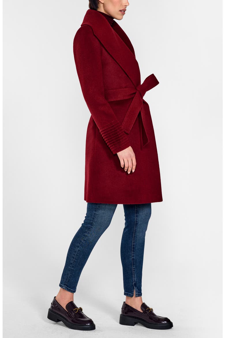 Shawl Collar Alpaca & Wool Coat, Alternate, color, GARNET RED