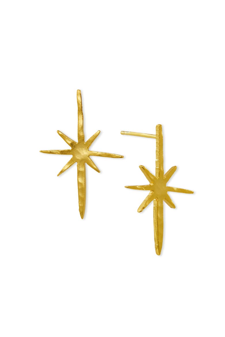 Northern Star Stud Earrings, Main, color, Brass