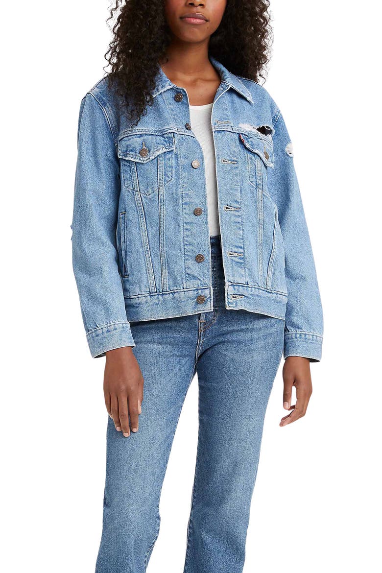 LEVIS Ex-Boyfriend Trucker Jacket, Main, color, PICK HOLES