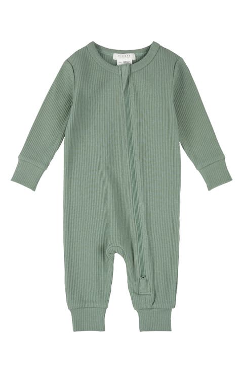 Laurel Rib Fitted One-Piece Zip Pajamas (Baby)
