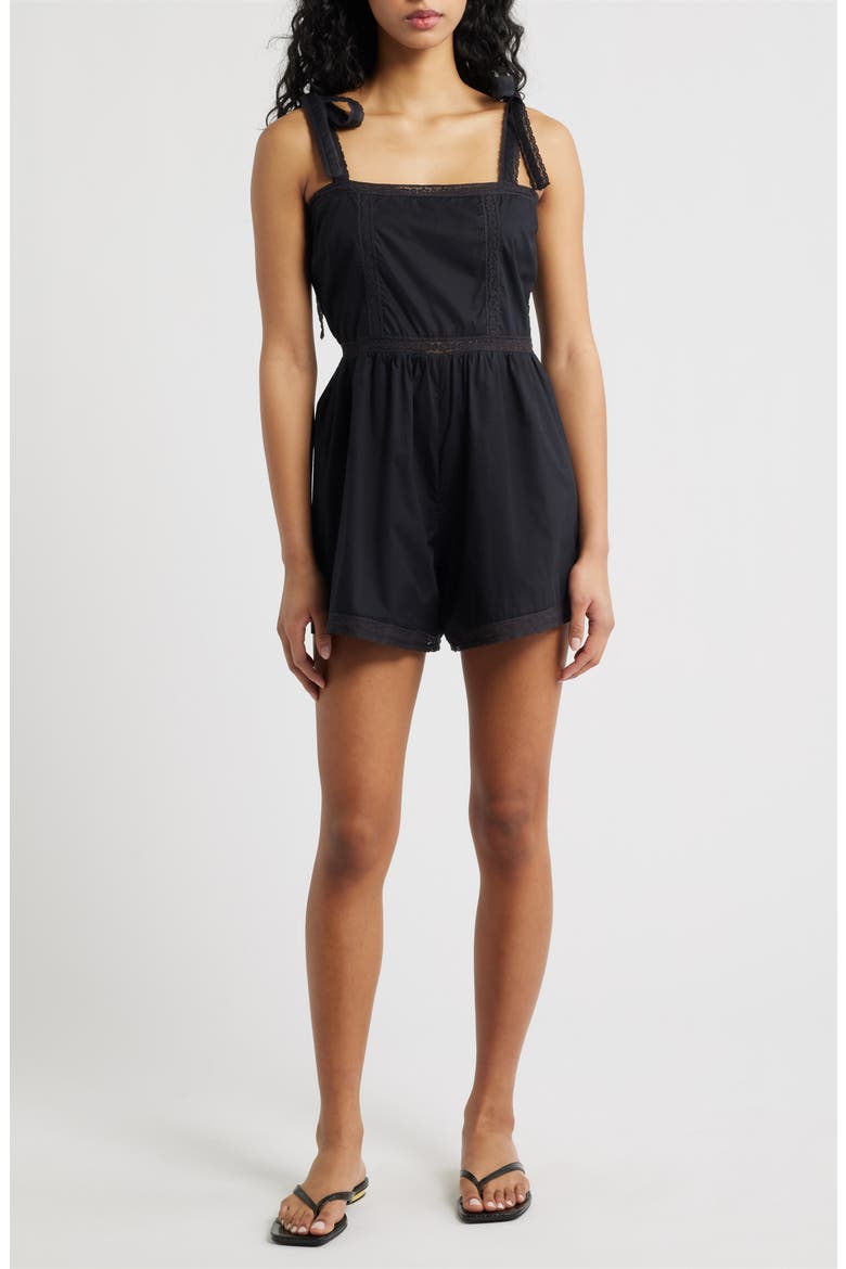Emilia Cotton Romper, Main, color, FRESCO LACE BLACK