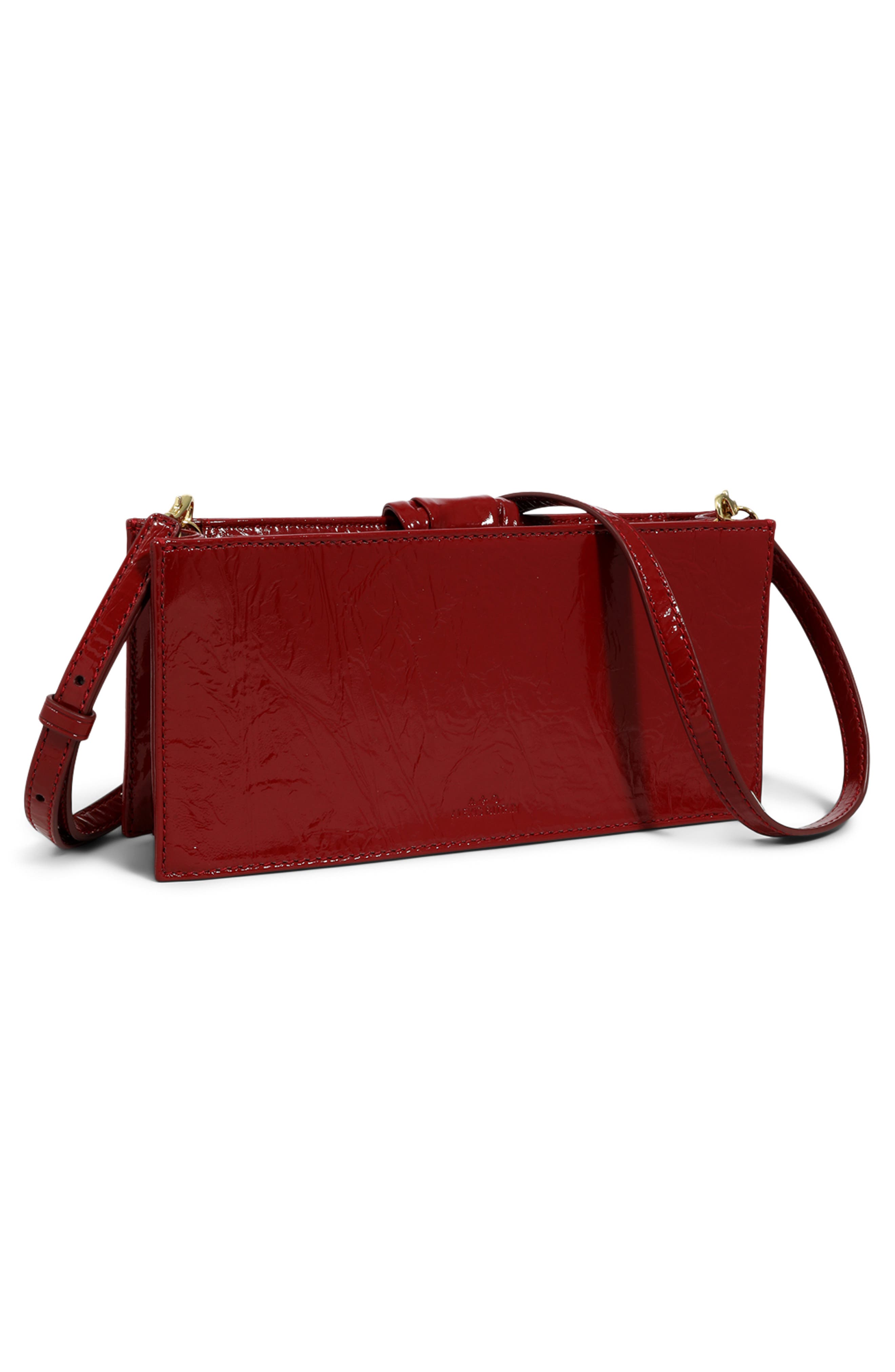 Buckle Leather Clutch, Alternate, color, BURNT CRANBERRY
