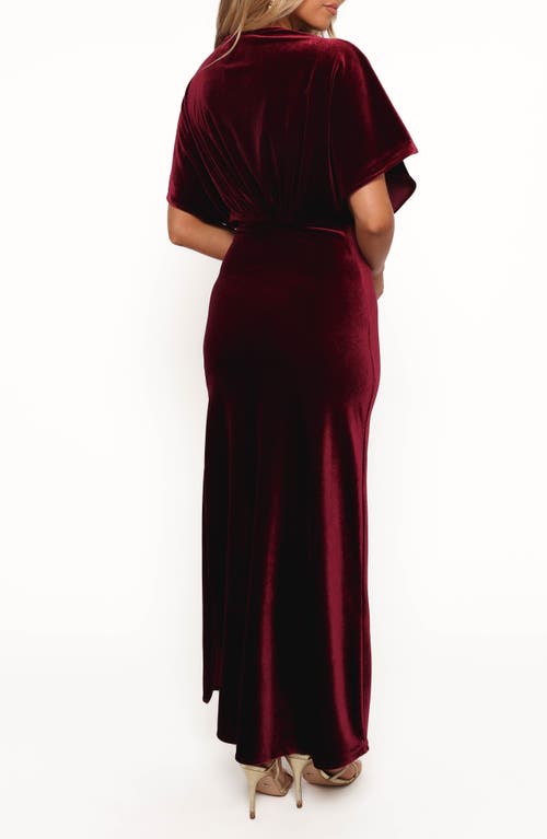 Petal And Pup Petal & Pup Ricki Plunge Neck Velvet Maxi Dress In Red