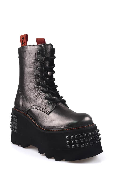 Leysa Studded Platform Combat Boot (Women)