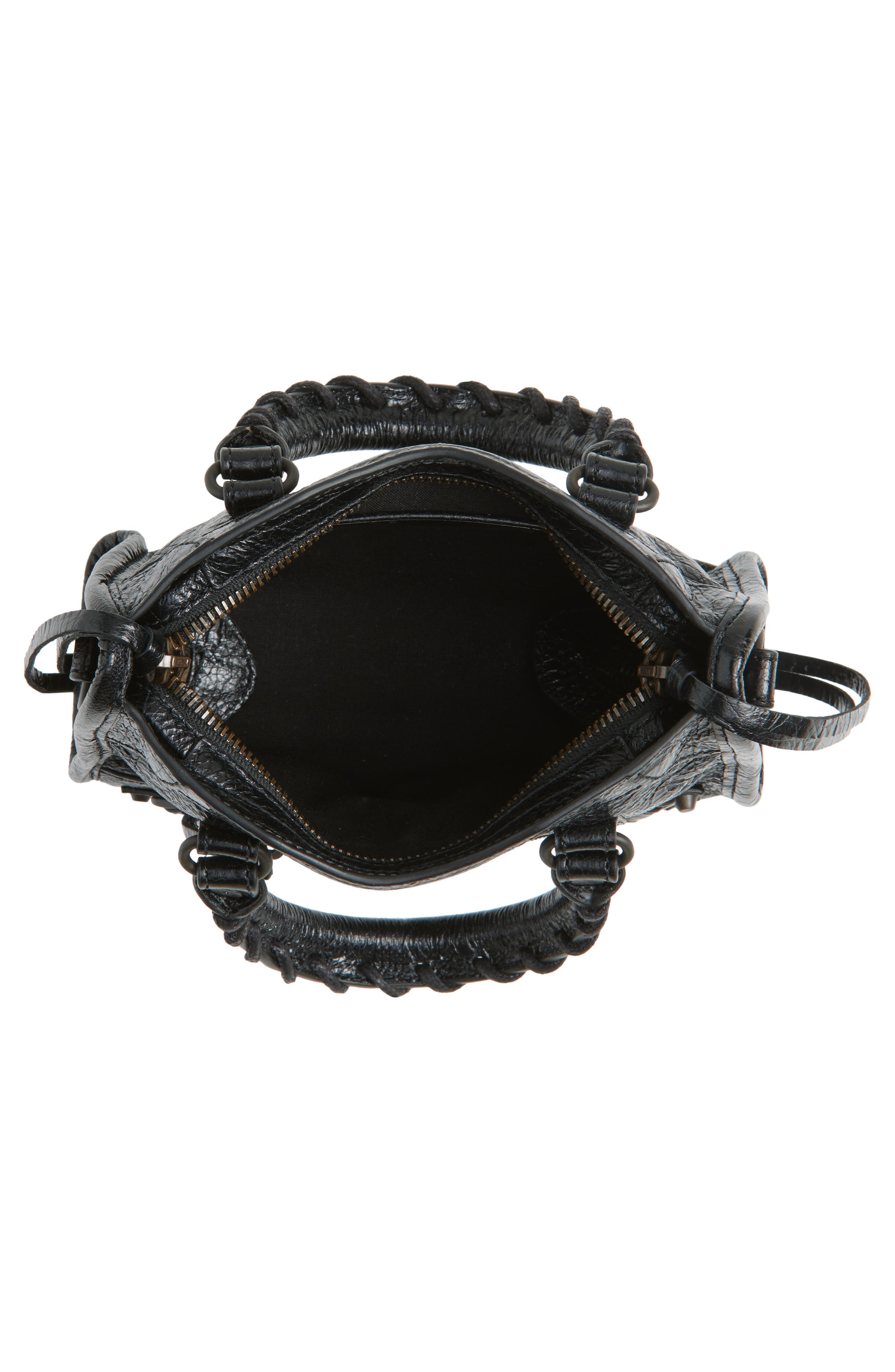 Balenciaga Nano Le City Arena Leather Top Handle Bag, Alternate, color, 1000 Black