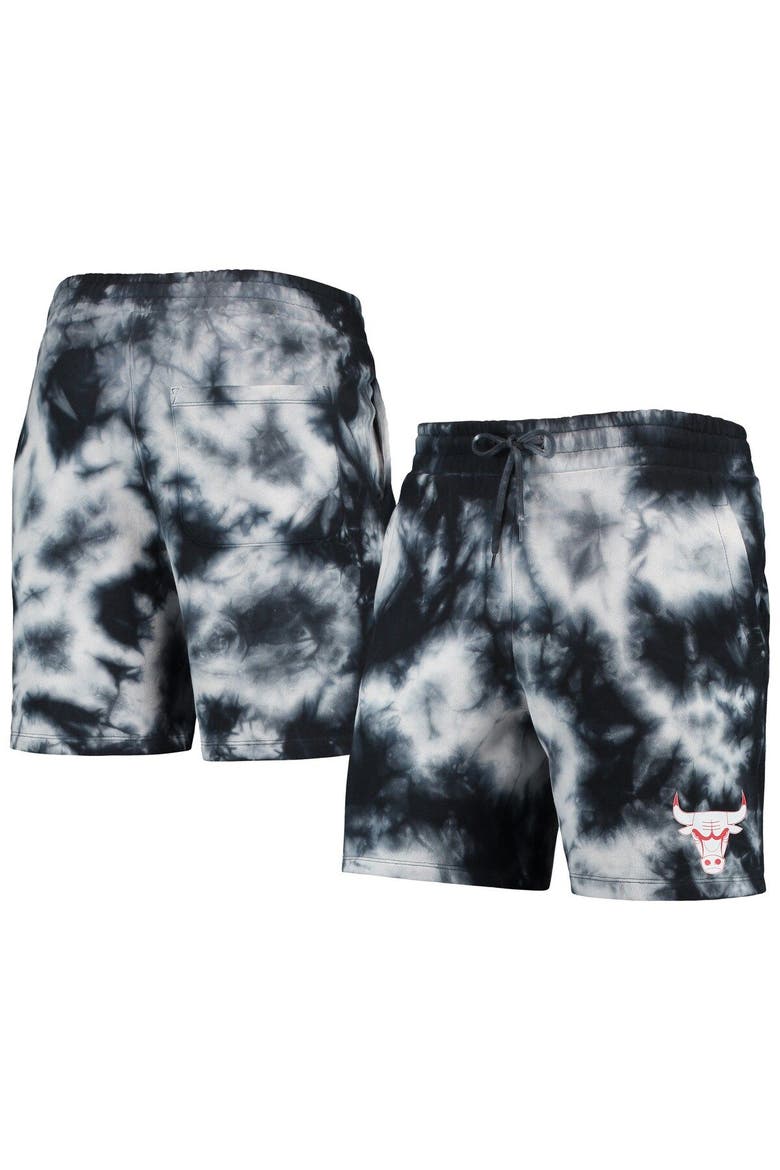 Men's New Era Black Chicago Bulls Fleece Tie-Dye Shorts, Main, color, Black