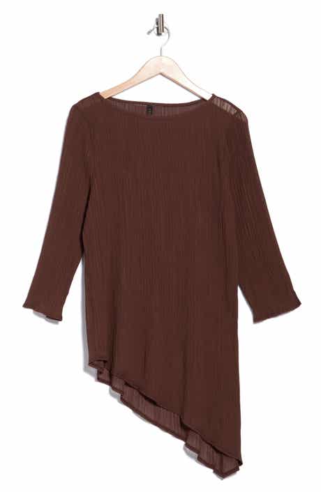 Semi Sheer Asymmetrical Hem Top
