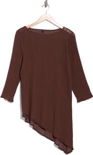 Renee C Semi Sheer Asymmetrical Hem Top