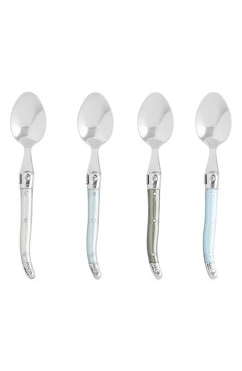 French Home Set Of 4 Faux Mother-of-pearl Assorted Coffee Spoons In Silver Multi Color