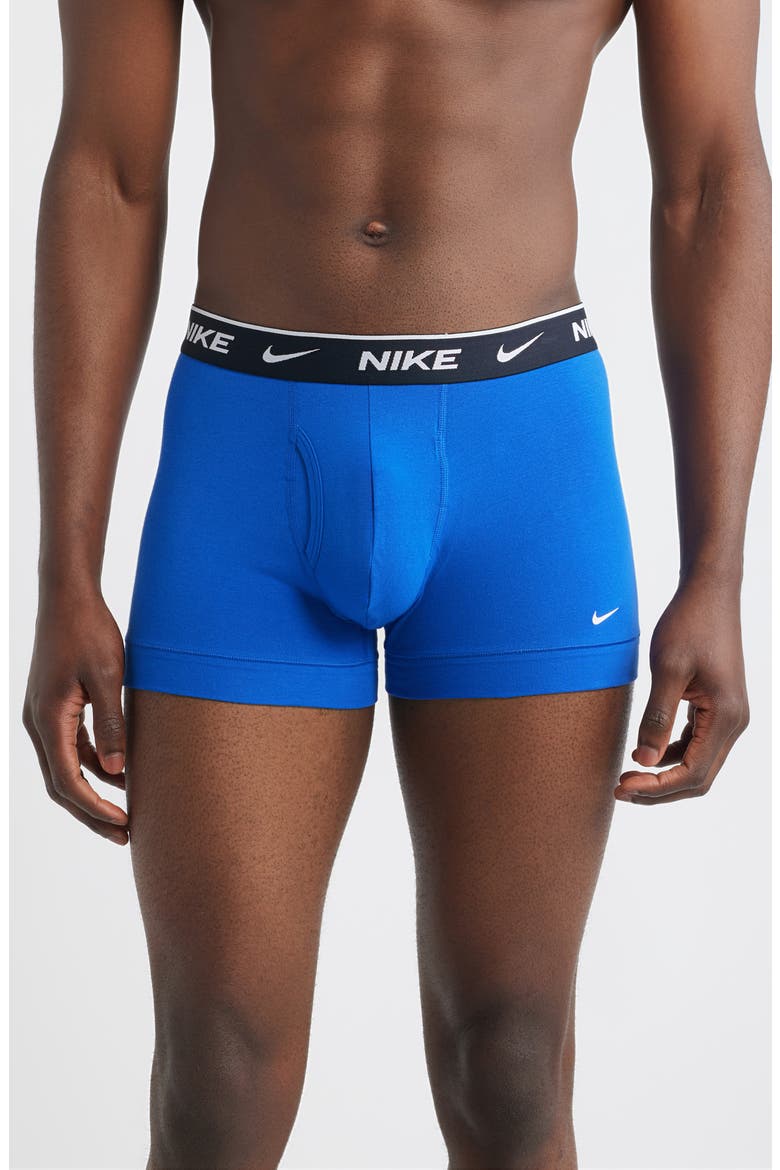 Dri-FIT Essential Assorted 3-Pack Stretch Cotton Trunks, Main, color, BLUE/ BLACK ASSORTED