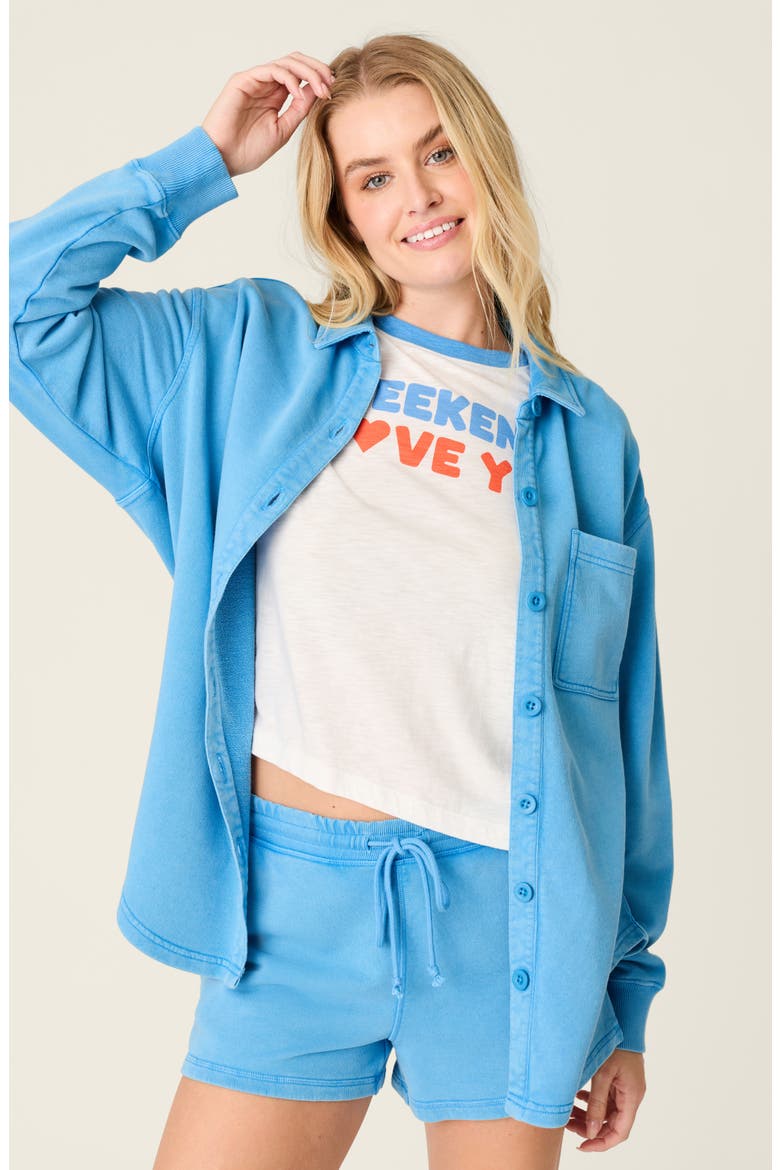 Washed Away Pajama Shirt Jacket, Alternate, color, MARINE BLUE