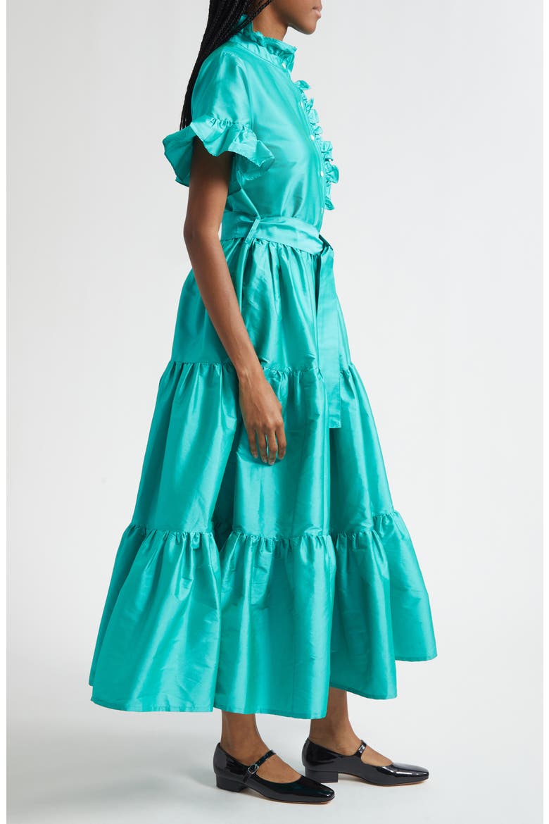 Victoria Ruffle Front Dress, Alternate, color, ATLANTIC TAFFETA