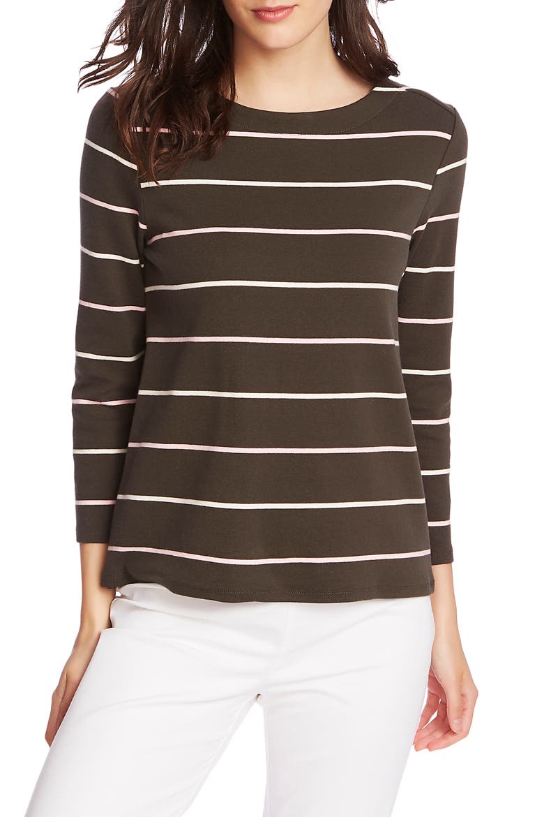 Volley Stripe Knit Top, Main, color, OLIVE FERN