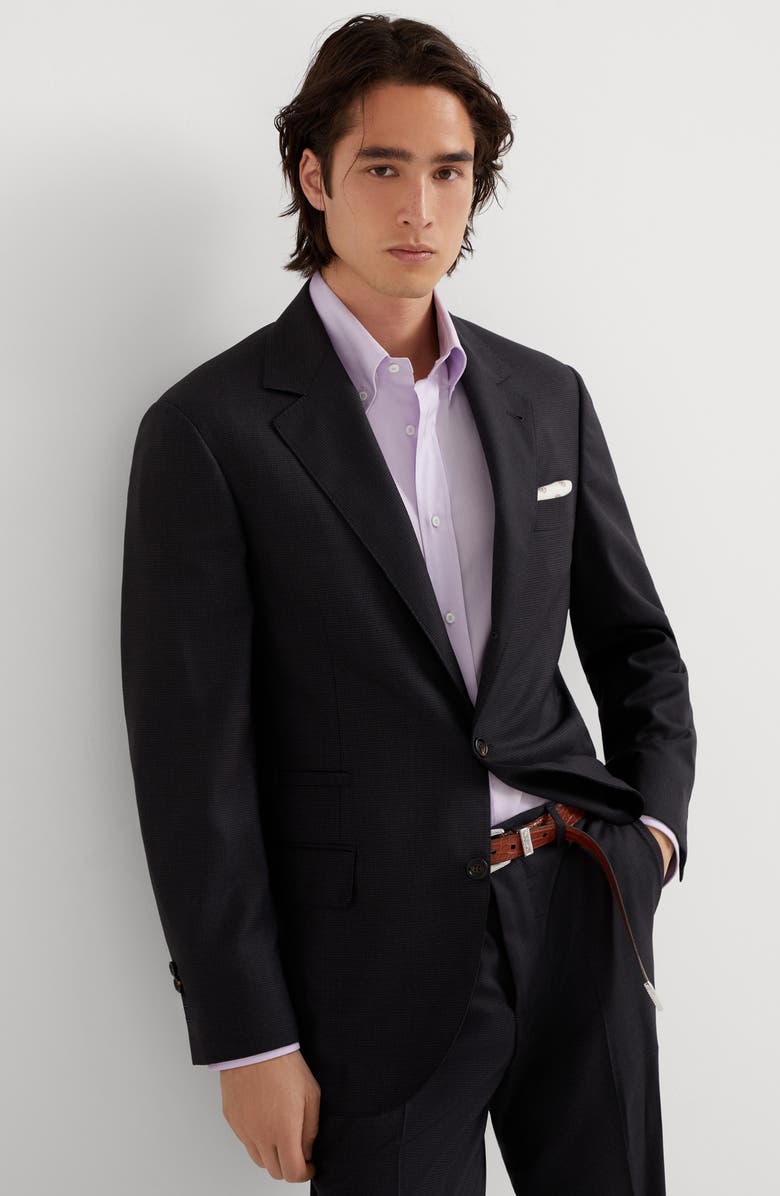 Brunello Cucinelli Houndstooth blazer, Alternate, color, Anthracite