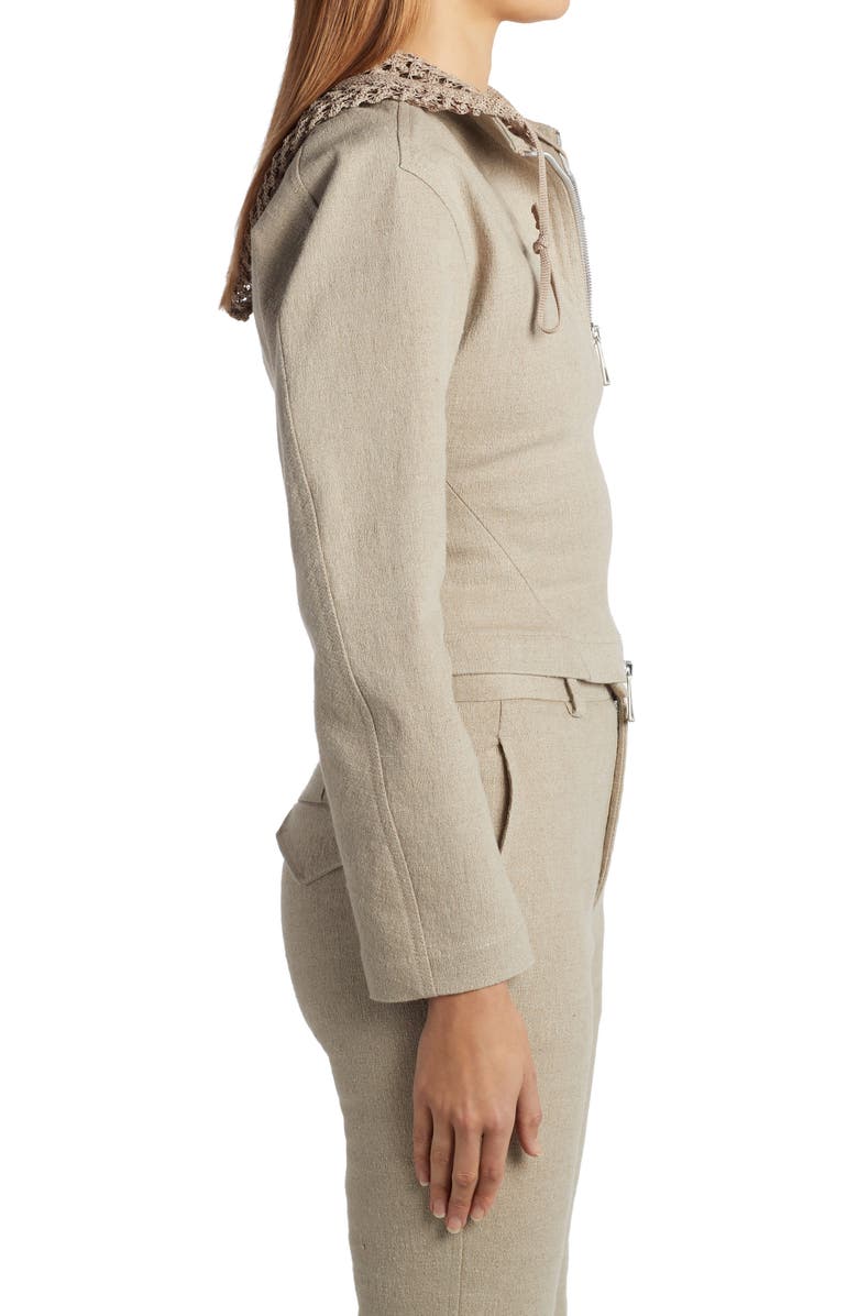 Bottega Veneta Crop Stretch Linen Jacket, Alternate, color, 