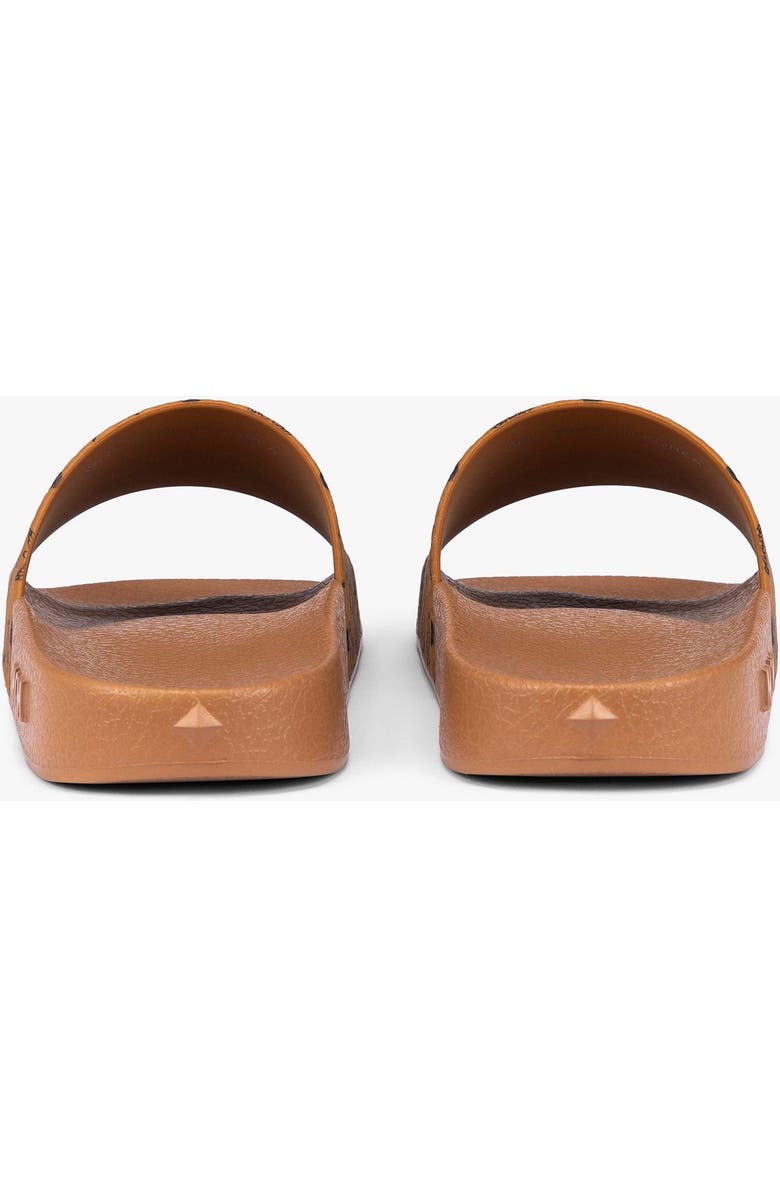 MCM Male Monogram Print Rubber Slides, Alternate, color, Cognac