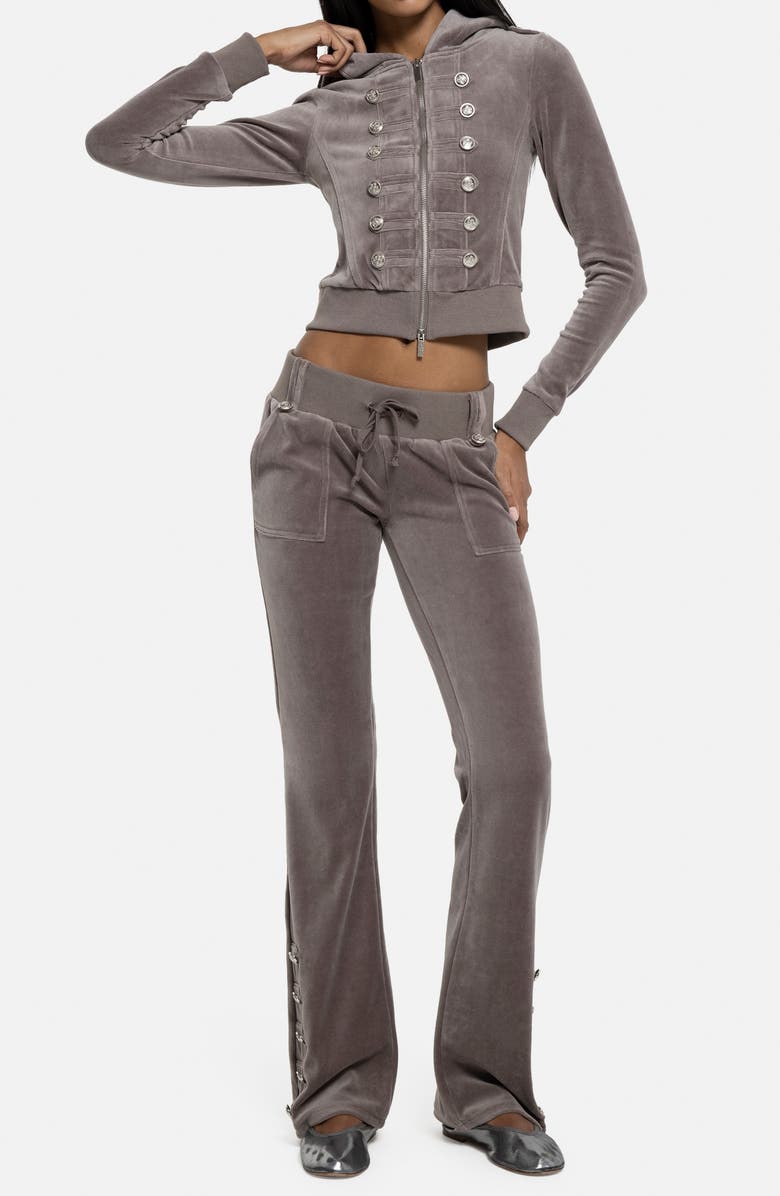 JADED LONDON Mini Monster Velour Military Hoodie, Alternate, color, Brown