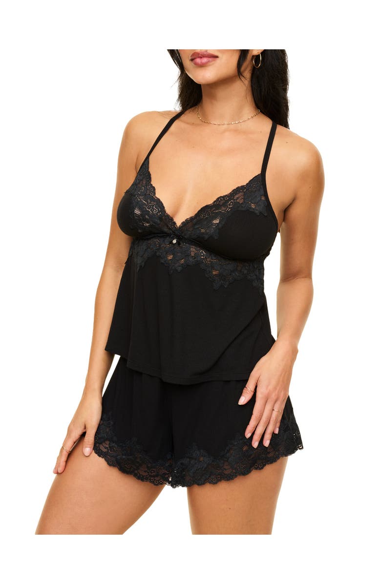 Adore Me Lora Pajama Cami & Shorts Set, Main, color, Black