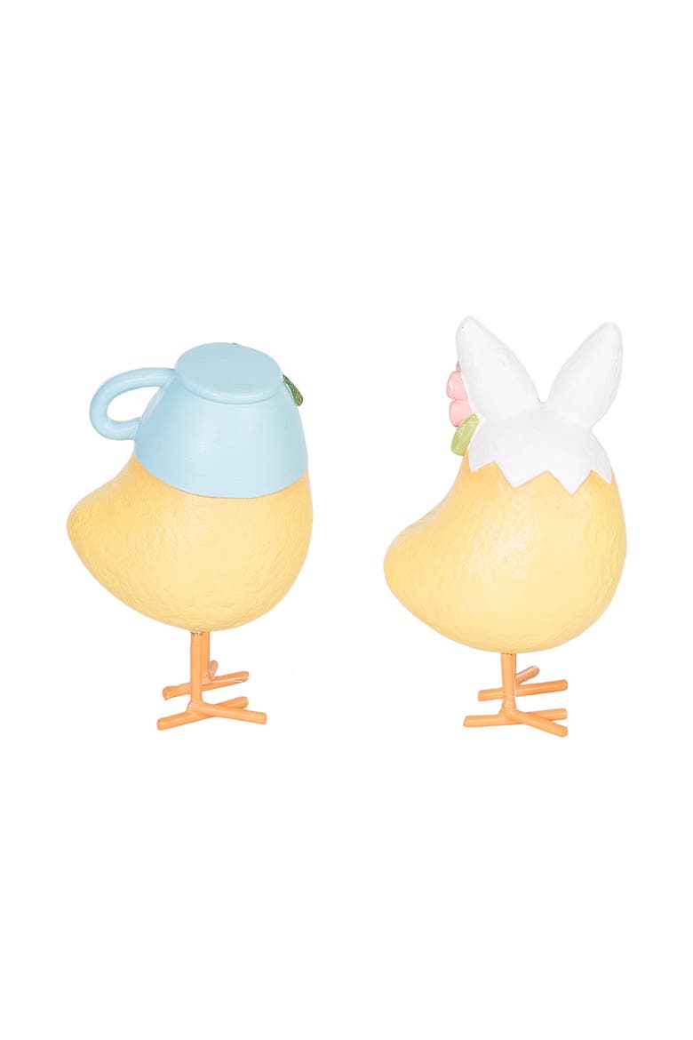 Yellow Easter Chicks Wearing Egg Hats Small Decorative Figurines Set of 4, Alternate, color, Yellow