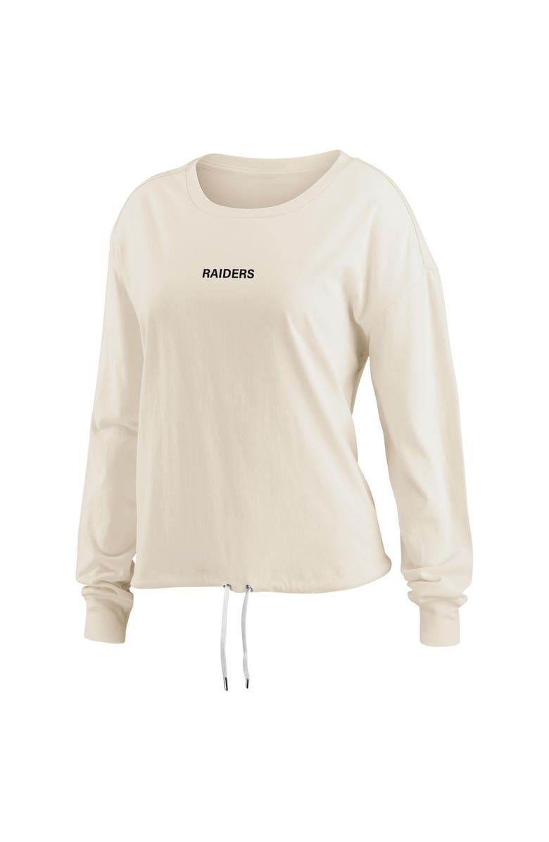 WEAR by Erin Andrews Women's WEAR by Erin Andrews Oatmeal Las Vegas Raiders Long Sleeve Crop Top Shirt, Alternate, color, Oatmeal