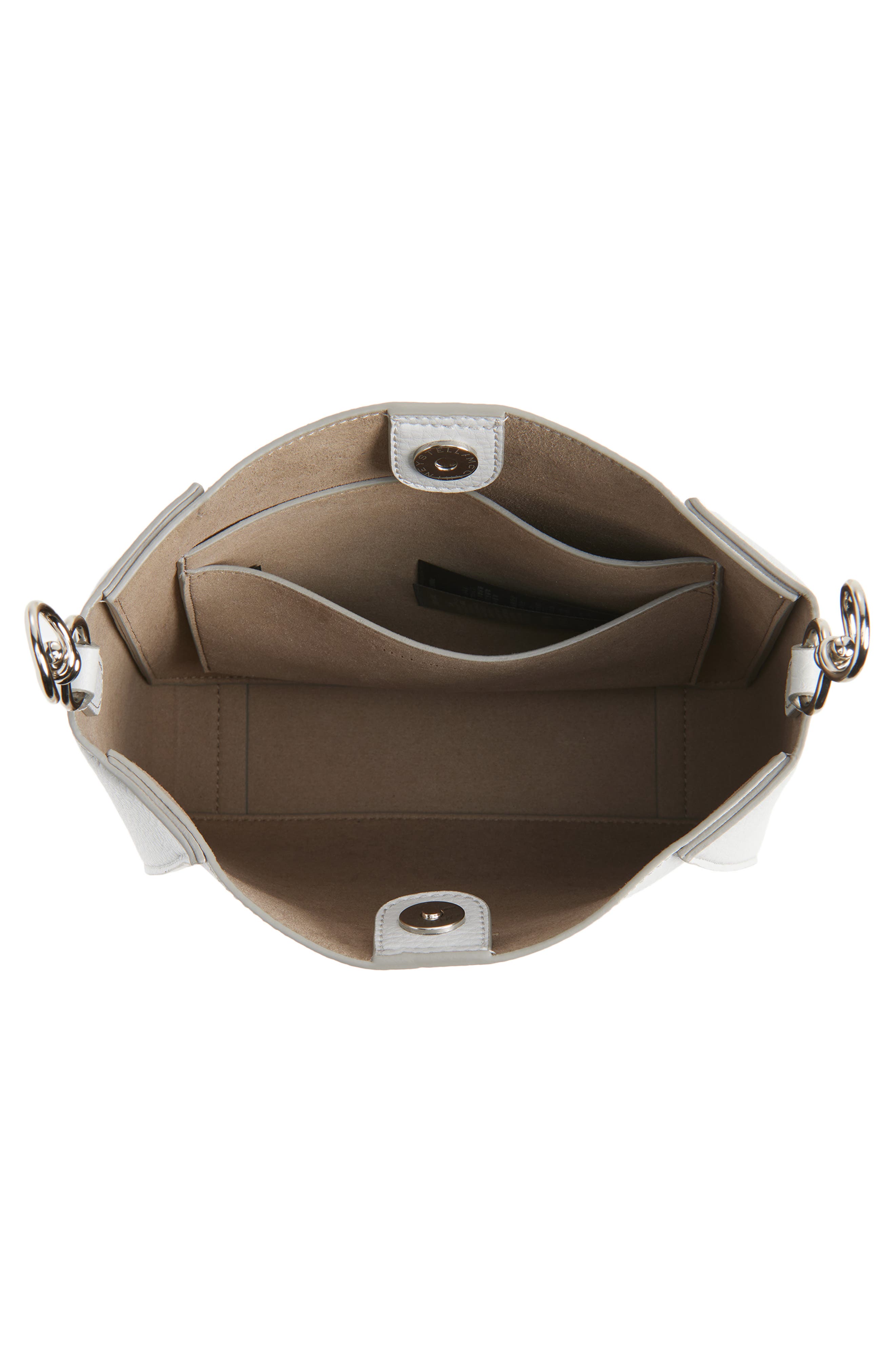 Falabella Shimmer Faux Leather Tote, Alternate, color, PEARL GREY