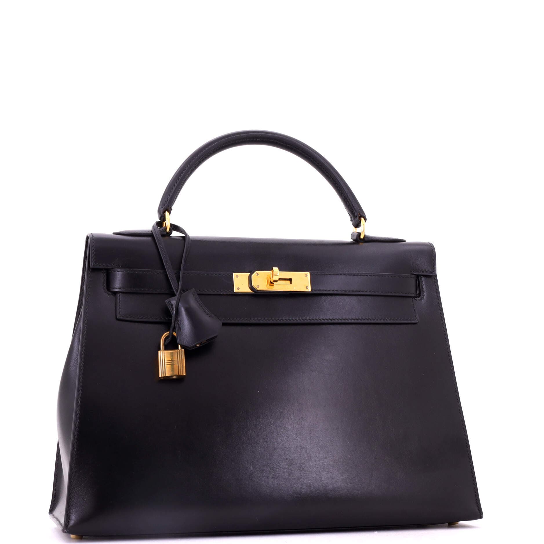 Kelly Handbag Black Box Calf with Gold Hardware 32, Alternate, color, Black