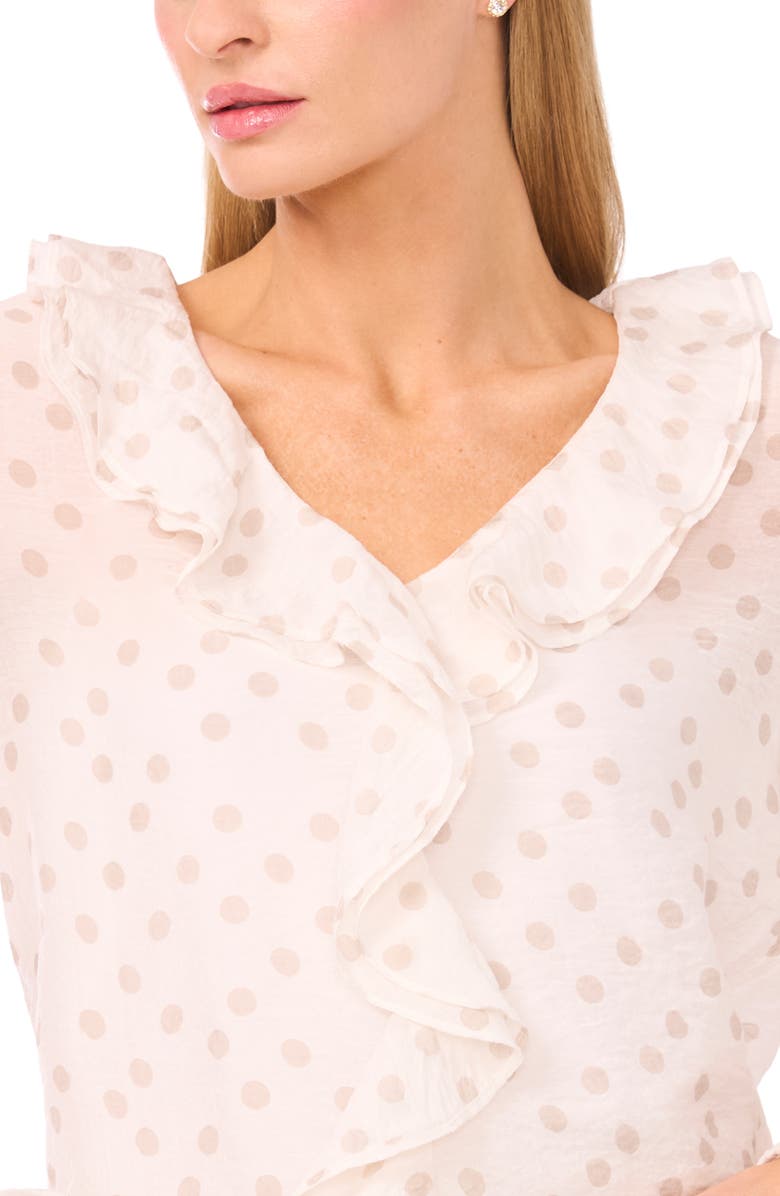 Halogen<sup>®</sup> Polka Dot Ruffle Trim Top, Alternate, color, Clay